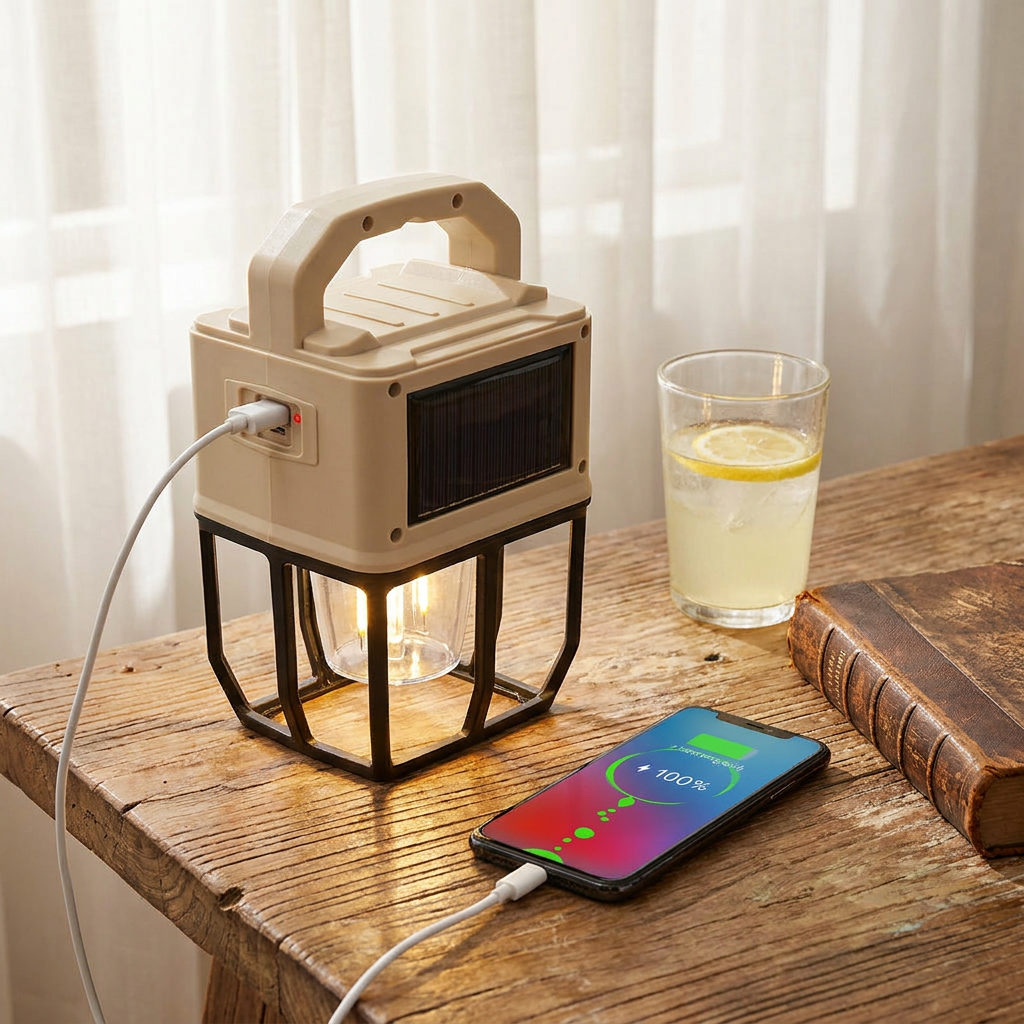 Solar LED Camping Lantern / Searchlight / Charger all-in-1