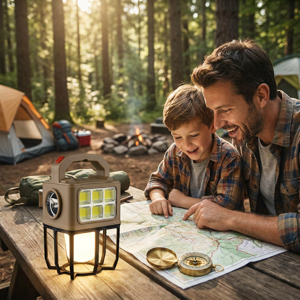 Solar LED Camping Lantern / Searchlight / Charger all-in-1