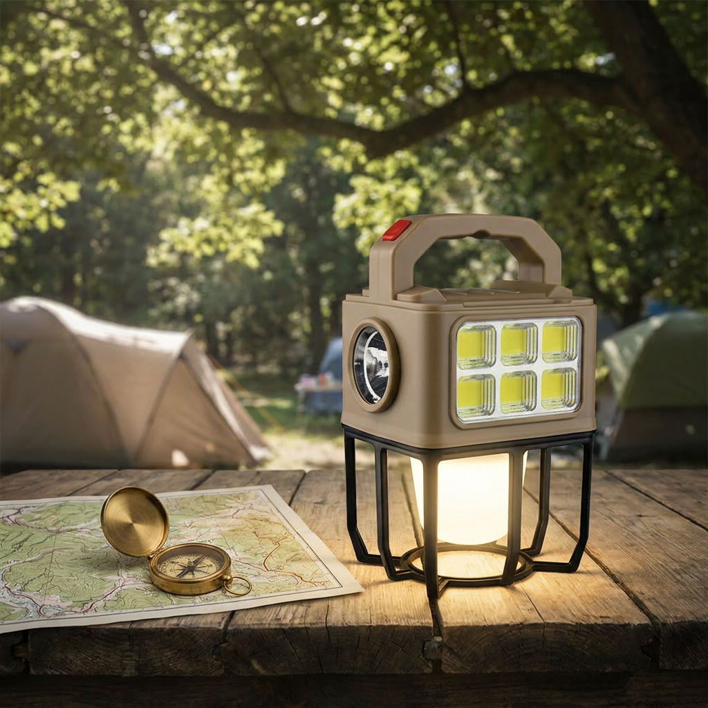 Solar LED Camping Lantern / Searchlight / Charger all-in-1