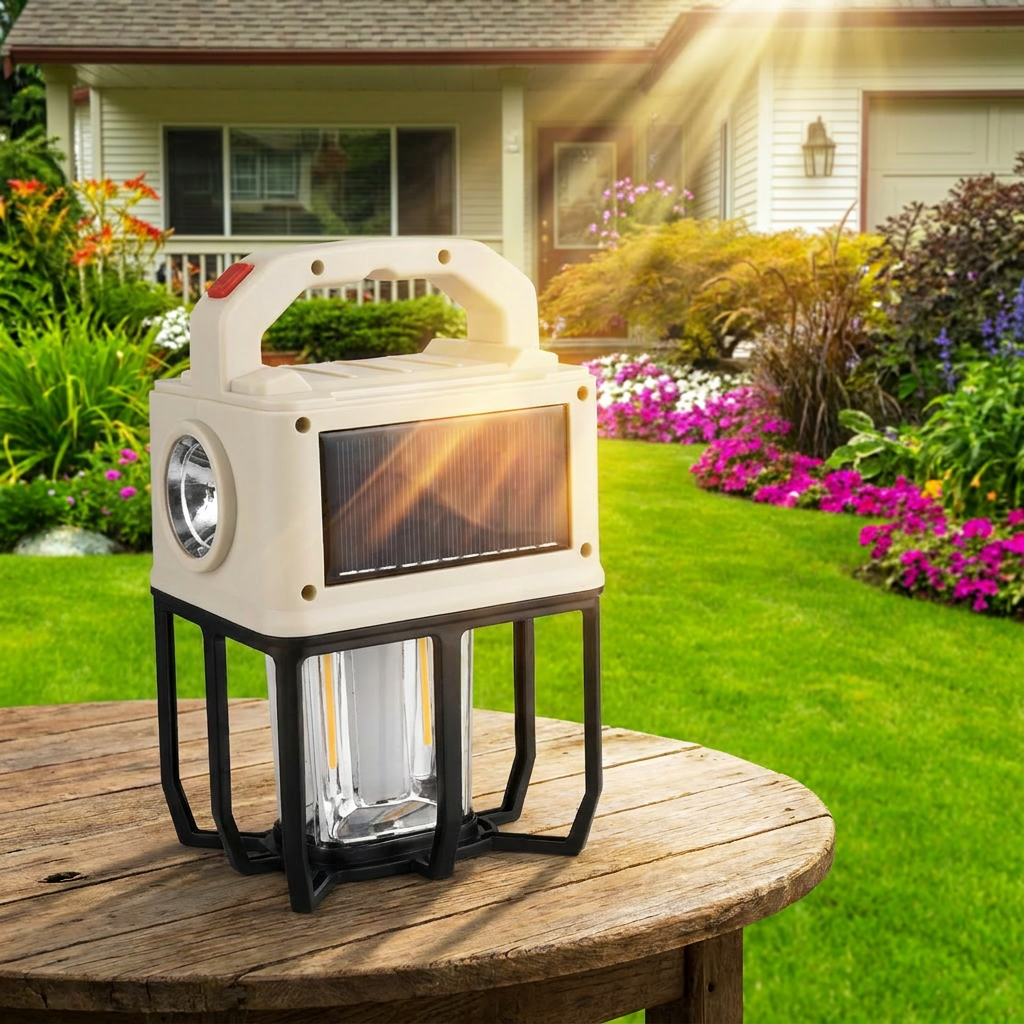 Solar LED Camping Lantern / Searchlight / Charger all-in-1